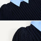 Puffed Sleeve Knit Collar Top