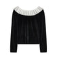 French Velour Ruffled Top